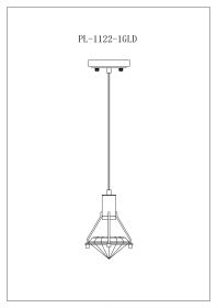 Hollywood Diamond 1 Light Pendant // Gold