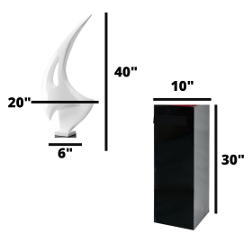 Sail Floor Sculpture With Black Stand 70" Tall // White