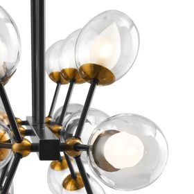 Nodus Crystal Rectangular 18 Lights Chandelier // Black