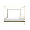 Full size Modern Canopy Bed Frame with Headboard and Footboard in Gold Metal