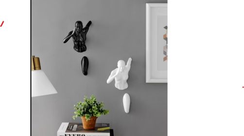 Set of Two Wall Runners Women Sculptures // Black & White