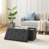 30-in Black Linen Upholstered Bedroom Living Room Entryway Storage Bench Ottoman