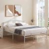 Twin size White Metal Platform Bed Frame with Arched Headboard
