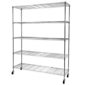 st5-Tier NSF-Certified Steel Wire Shelving with Wheels