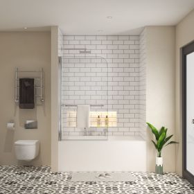 Bath tub Pivot shower screen, with 1/4" tempered glass and towel bar 3458