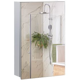 kleankin Wall-Mounted Medicine Cabinet with Mirror, Bathroom Mirror Cabinet Wall Mounted with Hinged Door