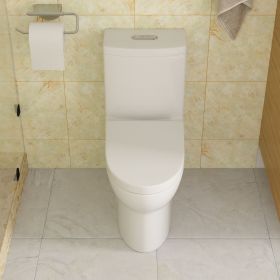 White Ceramic One Piece Toilet with Side Holes,Dual Flush One Piece Toilet