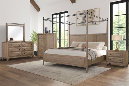 Modern 6 Drawer Dresser Sand Finish