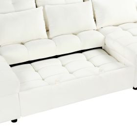 110.2" Oversized U-shaped Sofa Versatile Sectional Sofa Pull-out Sofa Bed with Double Storage Chaise Lounges and Two USB Ports for Living Room,Beige