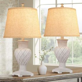 Tradition Table Lamp Set of 2, Farmhouse Boho Bedside Lamps with 3-Color Temperature LED Bulbs