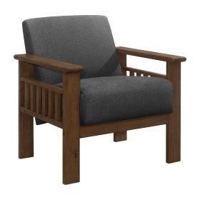 Dark Gray Fabric Upholstered 1pc Accent Chair Walnut Finish Wood Durable Modern Home Furniture Padded Seat and Back