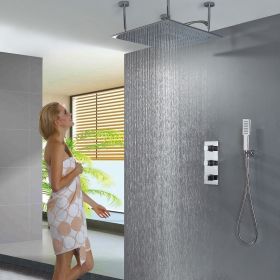 2-Handle 2-Spray High Pressure Ceiling Mount Shower Faucet in Matte Black (Valve Included)