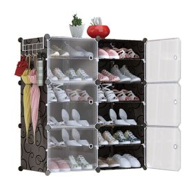 6-Tier 2-Row Shoe Rack Organizer Stackable Free Standing Shoe Storage Shelf Plastic Shoe Cabinet Tower with Transparent Doors for Heels Boots Slippers