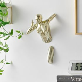 Gold Wall Runner Woman Sculpture (Color: 13")