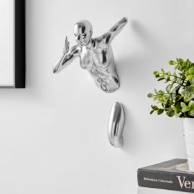 Chrome Wall Runner Woman Sculpture (Color: 13")