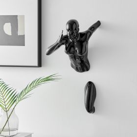 Black Wall Runner Woman Sculpture (Color: 20")