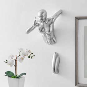 Chrome Wall Runner Woman Sculpture (Color: 20")