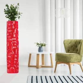 Textured Honeycomb Vase (Color: Red, 52")