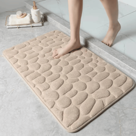 3D Non Slip Bathroom Mat Cobblestone Embossed Bath Mats (Color: Light Brown, size: 50*80)