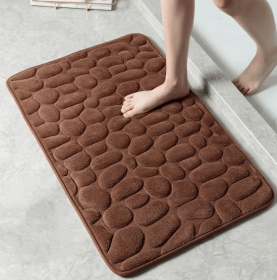 3D Non Slip Bathroom Mat Cobblestone Embossed Bath Mats (Color: coffee, size: 40*60)