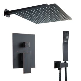 10 Inch Wall Mounted Rain Shower Head and Handheld Shower Head System (Color: Oil Rubbed Bronze)