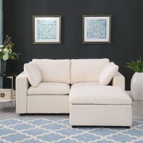 68.5" Loveseat Sofa with Ottoman Modular Sectional Love Seat Couch Small L Shaped Upholstered Couch for Living Room Apartment Small Space (Color: as Pic)