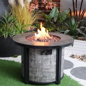 Outdoor Propane Fire Pit, Square Stonecrest Gas Fire Pit for Outside Patio, Concrete Propane Fire Table 50,000 BTU Gas Fire Pit w Lava Rocks (Color: as Pic)