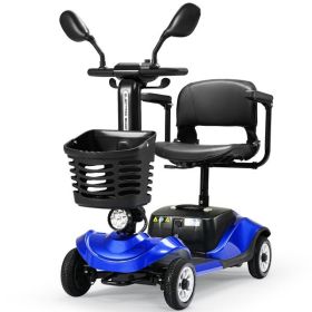 Foldable Electric Mobility Scooter with Light and Basket – Compact 4-Wheel Travel Wheelchair for Easy Mobility and Perfect Christmas Gift (Color: as picture)