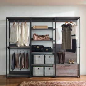 Monica Wood Walk-in Closet System (Color: as Pic)