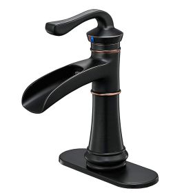 Waterfall Single Hole Single-Handle Low-Arc Bathroom Faucet (Color: Oil Rubbed Bronze)