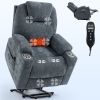 Up to 350 LBS Chenille Power Lift Recliner Chair, Heavy Duty Motion Mechanism with 8-Point Vibration Massage and Lumbar Heating, USB and Type-C Ports