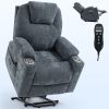 Up to 350 LBS Chenille Power Lift Recliner Chair, Heavy Duty Motion Mechanism with 8-Point Vibration Massage and Lumbar Heating, USB and Type-C Ports